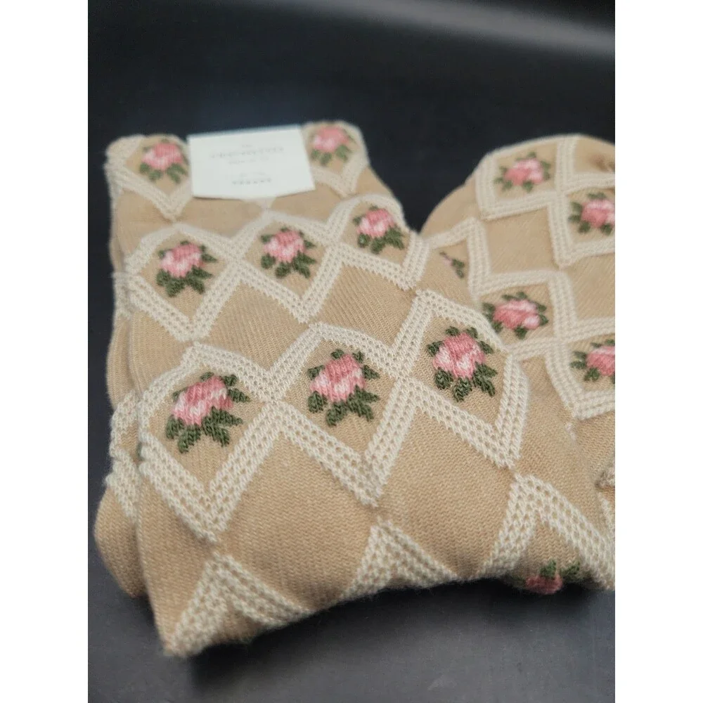 Sézane Julia Socks Vintage Rose Blush/ Beige Cotton Blend One Size France